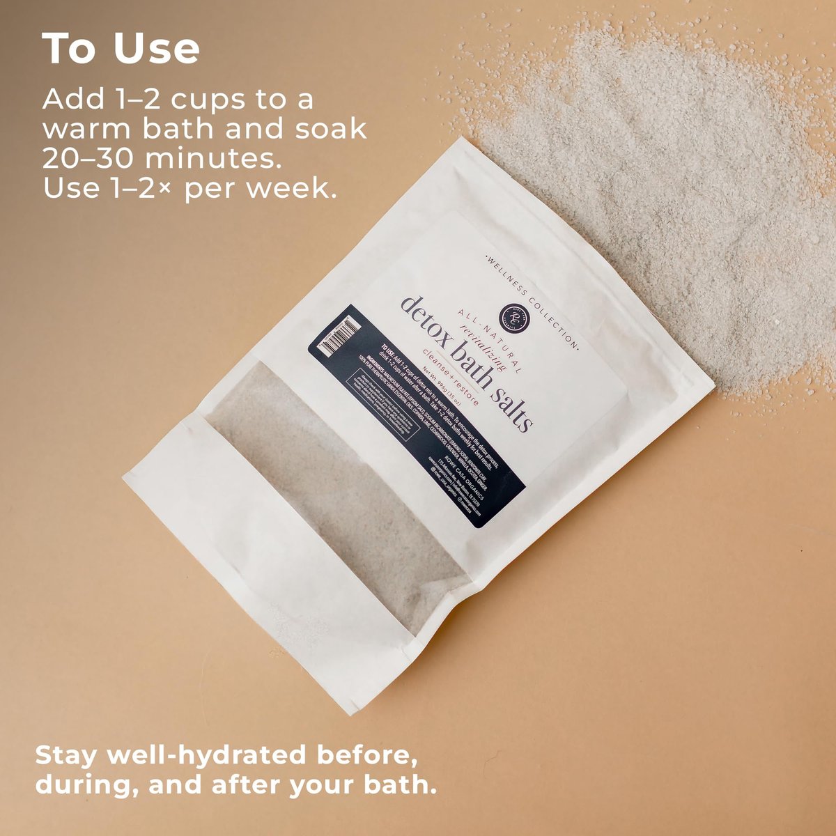 Rowe Casa Organics Detox Bath Salts with Magnesium and Bentonite Clay – 35 oz Natural Bath Soak for Body Cleanse, Restore, and Relaxation Avelisse