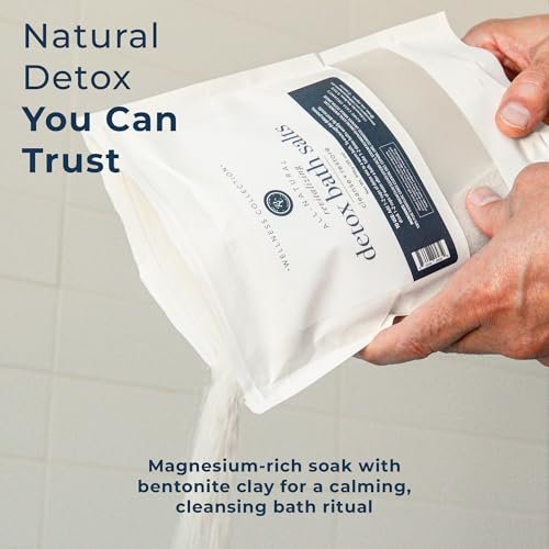 Rowe Casa Organics Detox Bath Salts with Magnesium and Bentonite Clay – 35 oz Natural Bath Soak for Body Cleanse, Restore, and Relaxation Avelisse