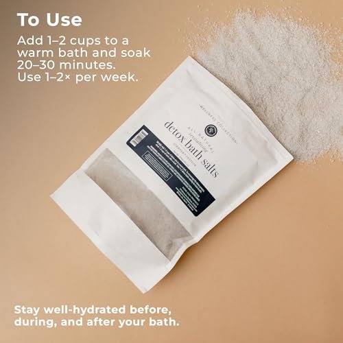Rowe Casa Organics Detox Bath Salts with Magnesium and Bentonite Clay – 35 oz Natural Bath Soak for Body Cleanse, Restore, and Relaxation Avelisse