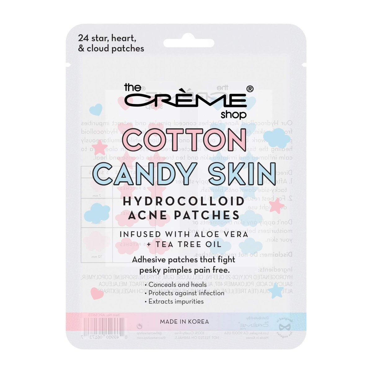 The Crème Shop Cotton Candy Skin Hydrocolloid Acne Patches - Pimple Treatment with Salicylic Acid & Witch Hazel - 3 Sizes, 72 Patches - görsel 3