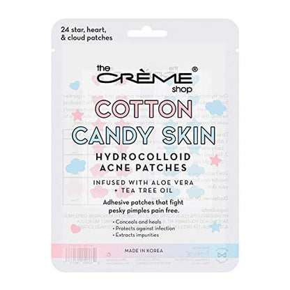 The Crème Shop Cotton Candy Skin Hydrocolloid Acne Patches - Pimple Treatment with Salicylic Acid & Witch Hazel - 3 Sizes, 72 Patches