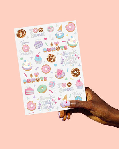 xo, Fetti Donut Temporary Tattoos - 50 Iridescent Styles for Sweet One Birthday, Two Sweet Cupcake Party, Sassy Six, Fourever Dessert Supplies, Cotton Candy Favors