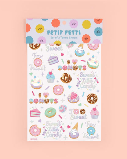 xo, Fetti Donut Temporary Tattoos - 50 Iridescent Styles for Sweet One Birthday, Two Sweet Cupcake Party, Sassy Six, Fourever Dessert Supplies, Cotton Candy Favors