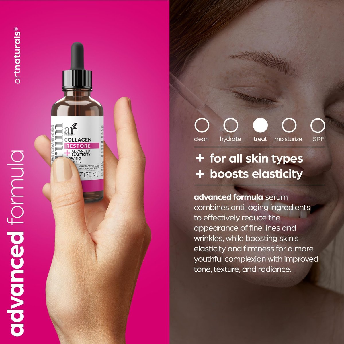 Artnaturals Collagen Booster Serum for Face - Anti-Aging with Hyaluronic Acid & Vitamin E - Reduces Wrinkles, Improves Tone & Texture - 1 oz Avelisse