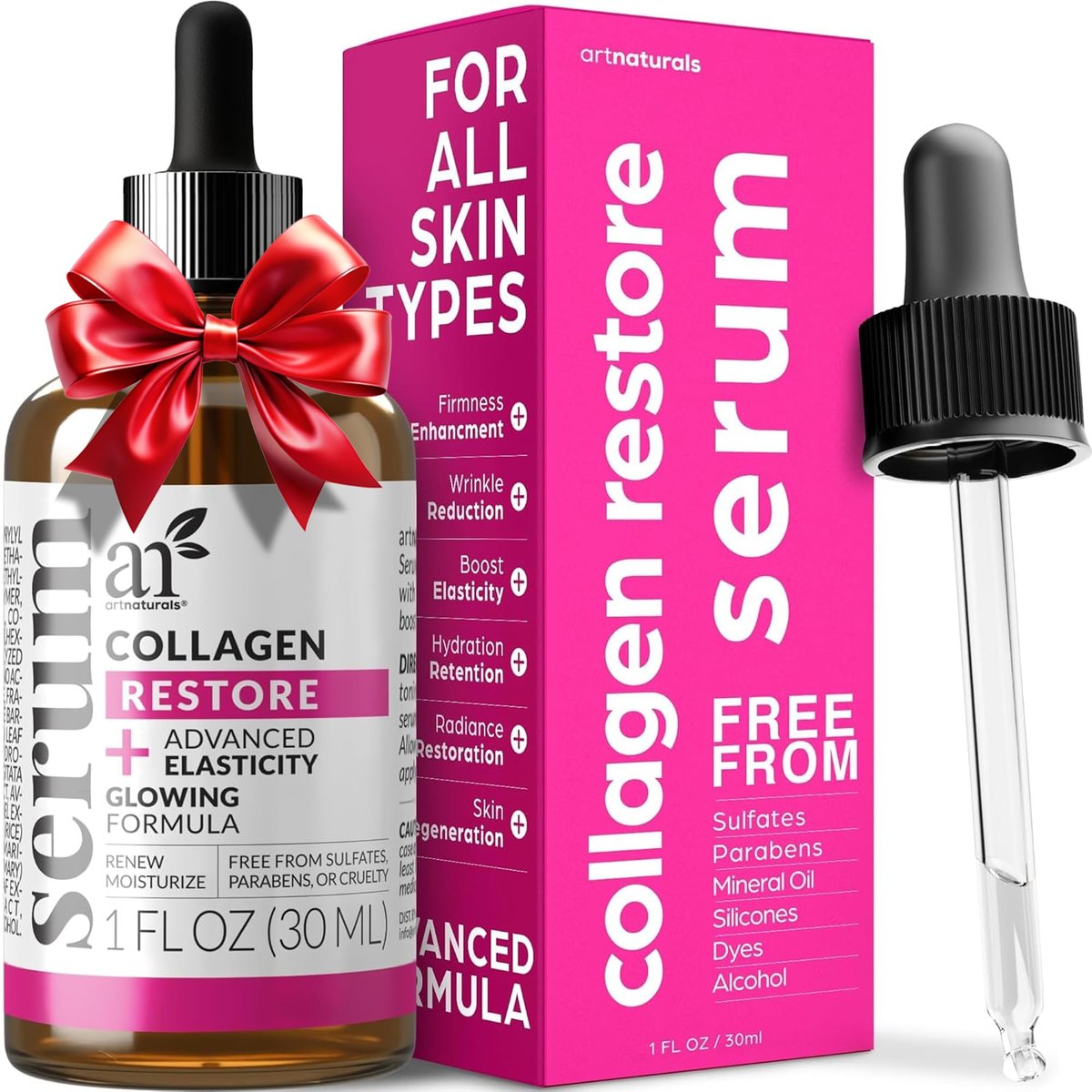 Artnaturals Collagen Booster Serum for Face - Anti-Aging with Hyaluronic Acid & Vitamin E - Reduces Wrinkles, Improves Tone & Texture - 1 oz Avelisse