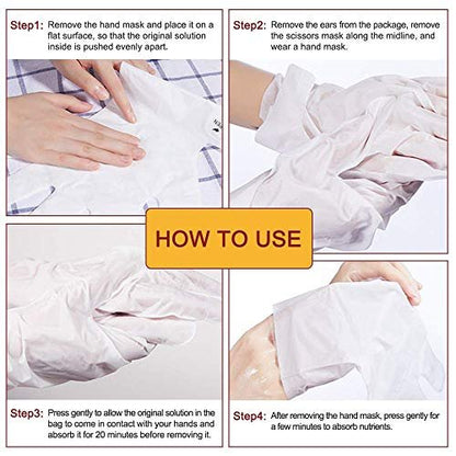 ZIXAOK 5 Pairs Hand Mask Gloves – Moisturizing & Repairing Treatment for Extra Dry & Rough Skin, Exfoliating Peeling Mask for Home Spa Care, Men & Women