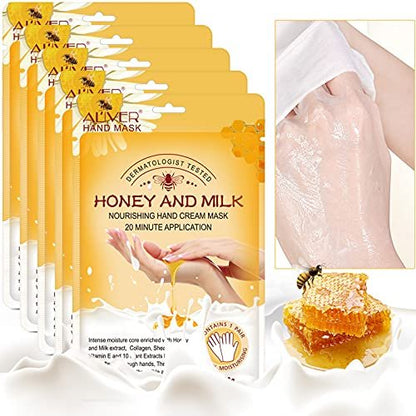 ZIXAOK 5 Pairs Hand Mask Gloves – Moisturizing & Repairing Treatment for Extra Dry & Rough Skin, Exfoliating Peeling Mask for Home Spa Care, Men & Women