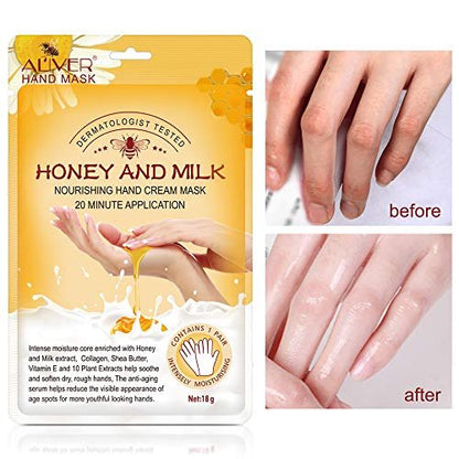 ZIXAOK 5 Pairs Hand Mask Gloves – Moisturizing & Repairing Treatment for Extra Dry & Rough Skin, Exfoliating Peeling Mask for Home Spa Care, Men & Women