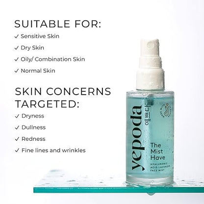 Yepoda The Mist Have Hydrating Toner Face Mist – Deeply Hydrates & Revitalizes All Skin Types, Vegan Korean Toner, 1.69 fl oz Avelisse