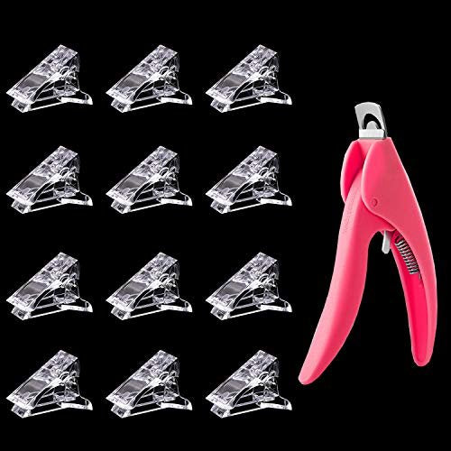 12Pcs Nail Tips Clip for Quick Building Polygel – Transparent Plastic Nail Extension Manicure Tool Set with Trimmer - görsel 1