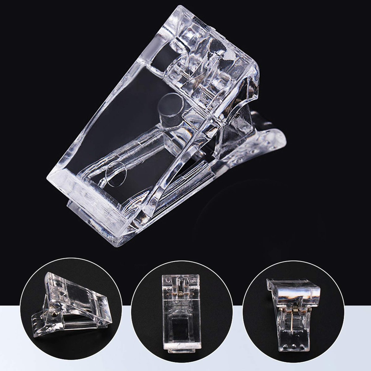 12Pcs Nail Tips Clip for Quick Building Polygel – Transparent Plastic Nail Extension Manicure Tool Set with Trimmer - görsel 6