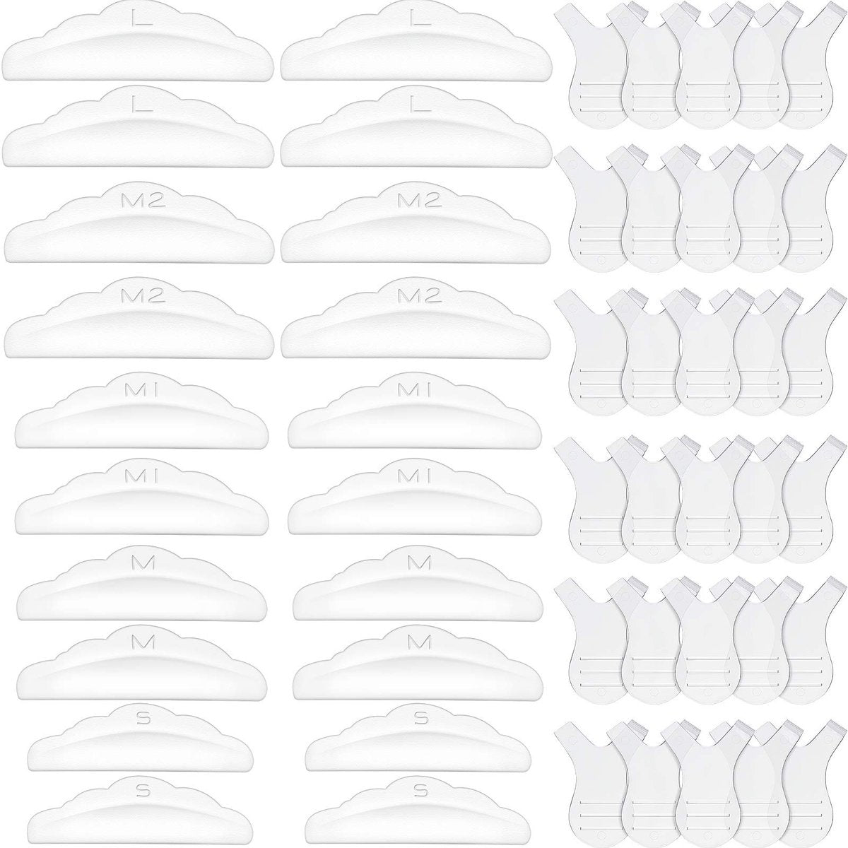 Maitys 20-Piece Lash Lift Pads & 30-Piece Y-Shape Brushes - Silicone Eyelash Perming Curler Kit (Clear, 50-Piece Set) - görsel 1