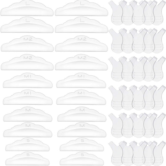 Maitys 20-Piece Lash Lift Pads & 30-Piece Y-Shape Brushes - Silicone Eyelash Perming Curler Kit (Clear, 50-Piece Set)