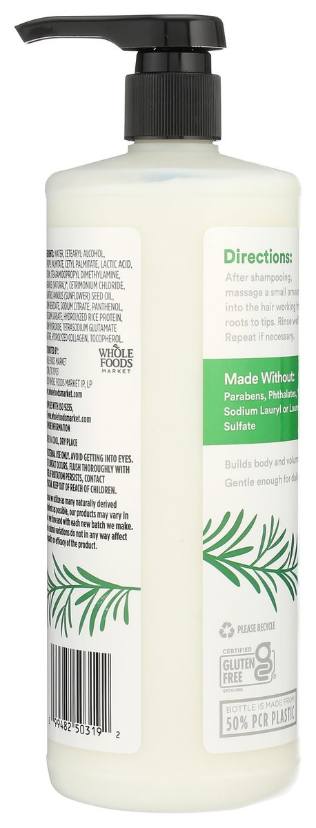 365 by Whole Foods Market Volume & Thickness Conditioner with Rice Protein & Collagen, Rosemary Mint Scent, 32 Fl Oz - görsel 3