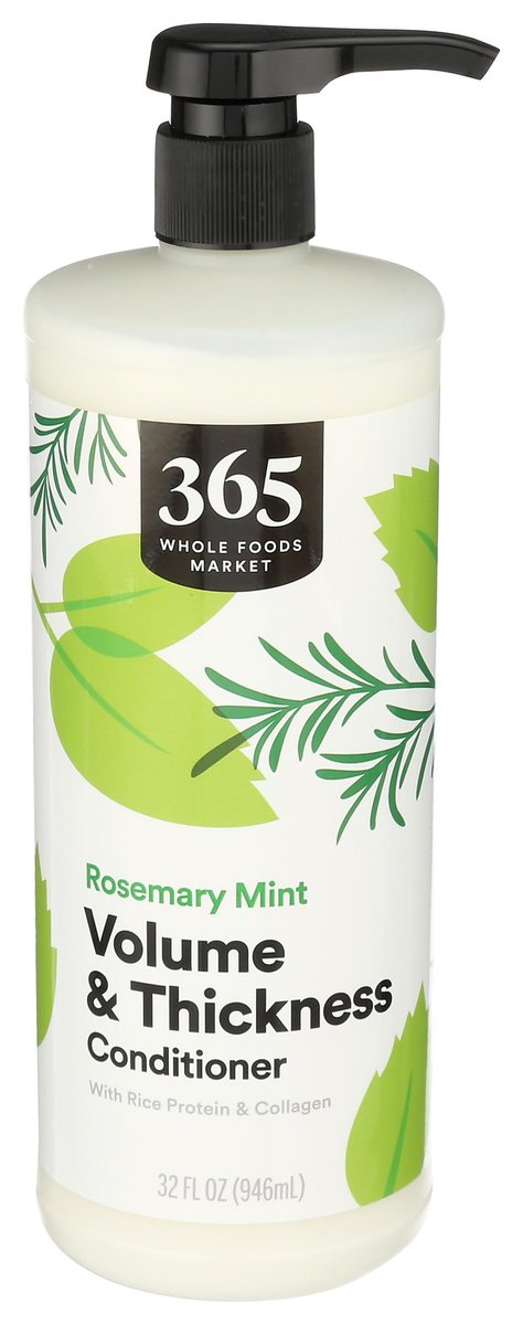 365 by Whole Foods Market Volume & Thickness Conditioner with Rice Protein & Collagen, Rosemary Mint Scent, 32 Fl Oz - görsel 1