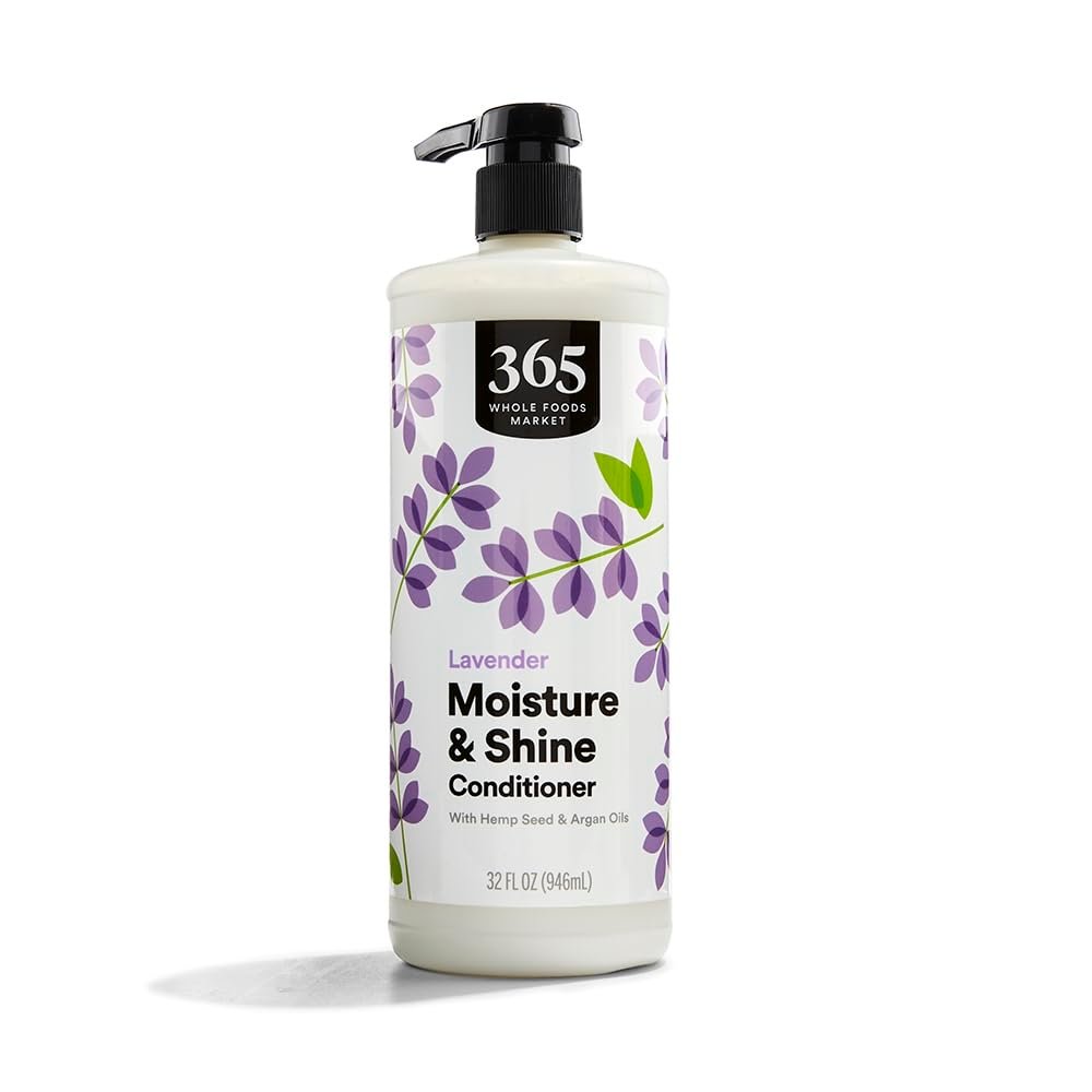 365 by Whole Foods Market Moisture & Shine Conditioner with Hemp Seed & Argan Oil, Lavender Scent, 32 Fl Oz - görsel 1
