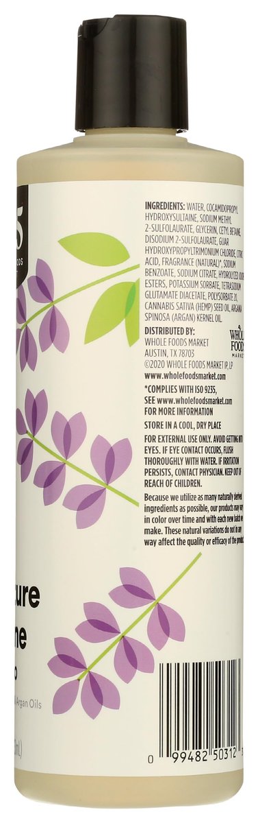 365 by Whole Foods Market Moisture & Shine Shampoo with Hemp Seed & Argan Oil, Lavender Scent, 16 Fl Oz - görsel 10