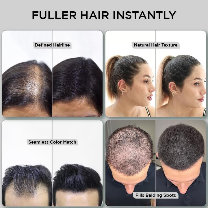 THICK FIBER Hair Fibers for Thinning Hair & Bald Spots (Black, Pack of 2) - 25g Bottle - Conceals Hair Loss in Seconds - Hair Powder for Women & Men Avelisse
