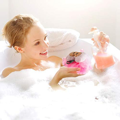 6-Piece Cute Fruit Bath Shower Sponge Loofahs - Colorful Mesh Pouf Set for Adults Avelisse