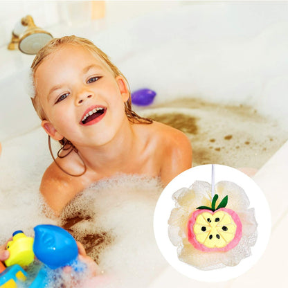 6-Piece Cute Fruit Bath Shower Sponge Loofahs - Colorful Mesh Pouf Set for Adults Avelisse