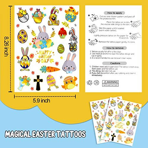 34 Metallic Glitter Easter Temporary Tattoos for Kids – Party Favors & Egg Decorations - görsel 12