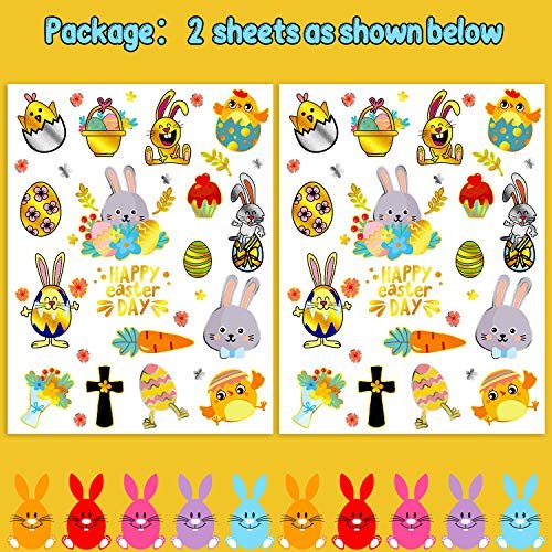 34 Metallic Glitter Easter Temporary Tattoos for Kids – Party Favors & Egg Decorations - görsel 10