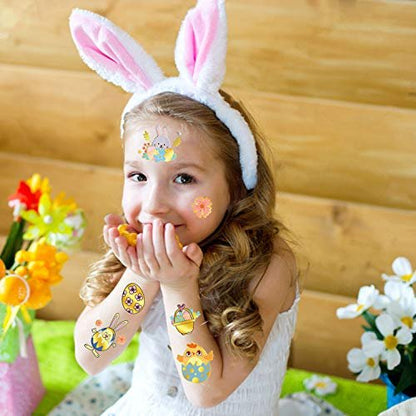 34 Metallic Glitter Easter Temporary Tattoos for Kids – Party Favors & Egg Decorations