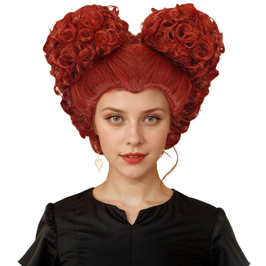 Karlery Short Curly Red Wig with Flat Bangs – Updo Chignon for Women, Synthetic Fiber Party Wig