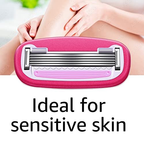 Women's 5-Blade Razor for Smooth Close Shave, Includes 1 Handle, 12 Cartridges & Shower Holder, Ideal for Sensitive Skin Avelisse