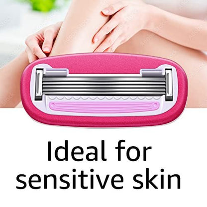 Women's 5-Blade Razor for Smooth Close Shave, Includes 1 Handle, 12 Cartridges & Shower Holder, Ideal for Sensitive Skin Avelisse