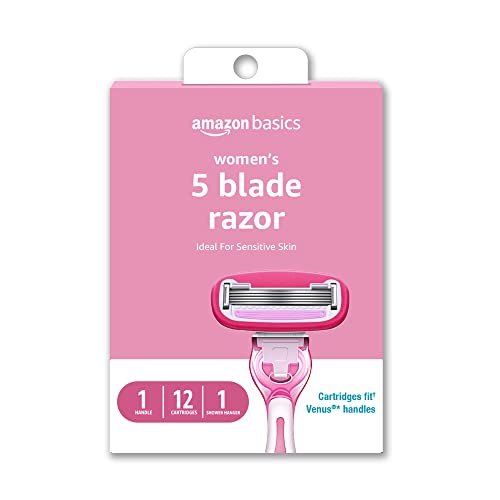 Women's 5-Blade Razor for Smooth Close Shave, Includes 1 Handle, 12 Cartridges & Shower Holder, Ideal for Sensitive Skin Avelisse