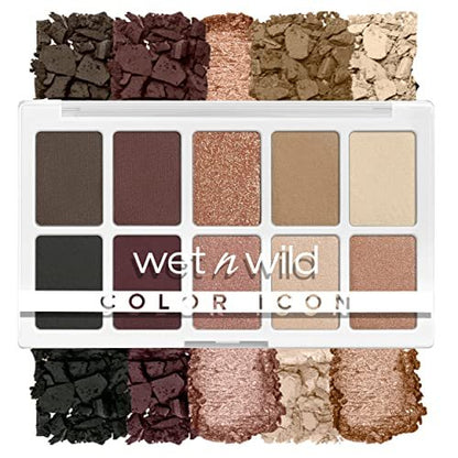 wet n wild Color Icon 10-Pan Eyeshadow Palette - Brown Nude Awakening - Long Lasting, Shimmer, Metallic, Glittery, Matte, Rich Pigment, Cruelty Free