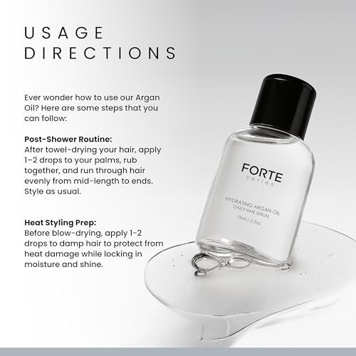 Alex Costa Hydrating Argan Oil Daily Hair Serum for Men - Forte Series Sulfate Free Argan Hair Oil for Dry Damaged Hair, Styling (75 ml/2.5 oz) Avelisse