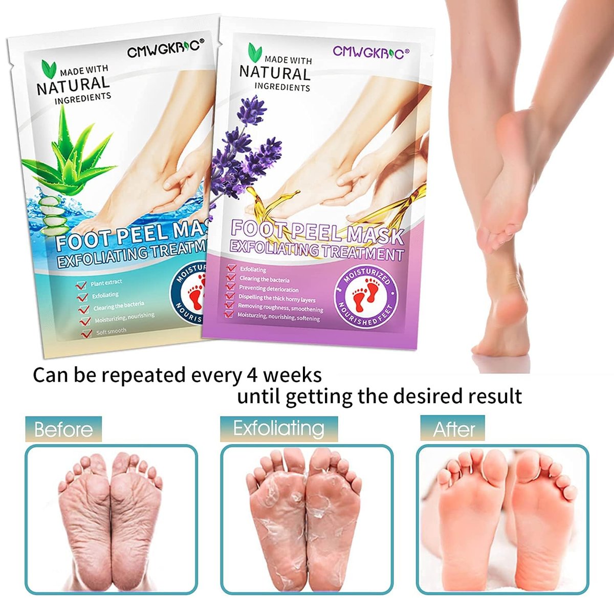 5 Pack Foot Peeling Mask - Exfoliator Peel Off Calluses, Dead Skin Remover for Dry Cracked Feet - Foot Peel Masks for Men and Women - Fathers Mothers Day Gifts - görsel 9