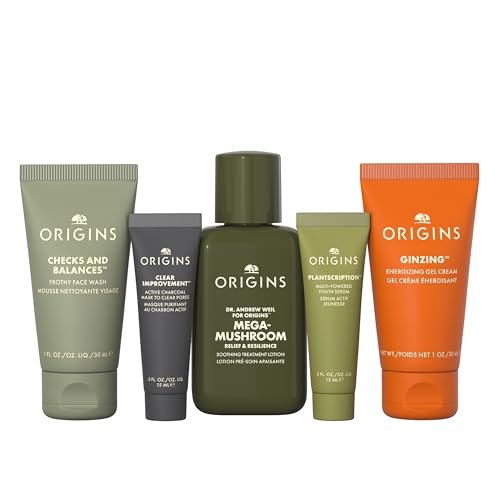 Origins Bestselling Skincare Set - 5-Piece Kit with Cleanser, Mask, Treatment Lotion, Serum & Moisturizer, Peptides, Hyaluronic Acid & Niacinamide Avelisse