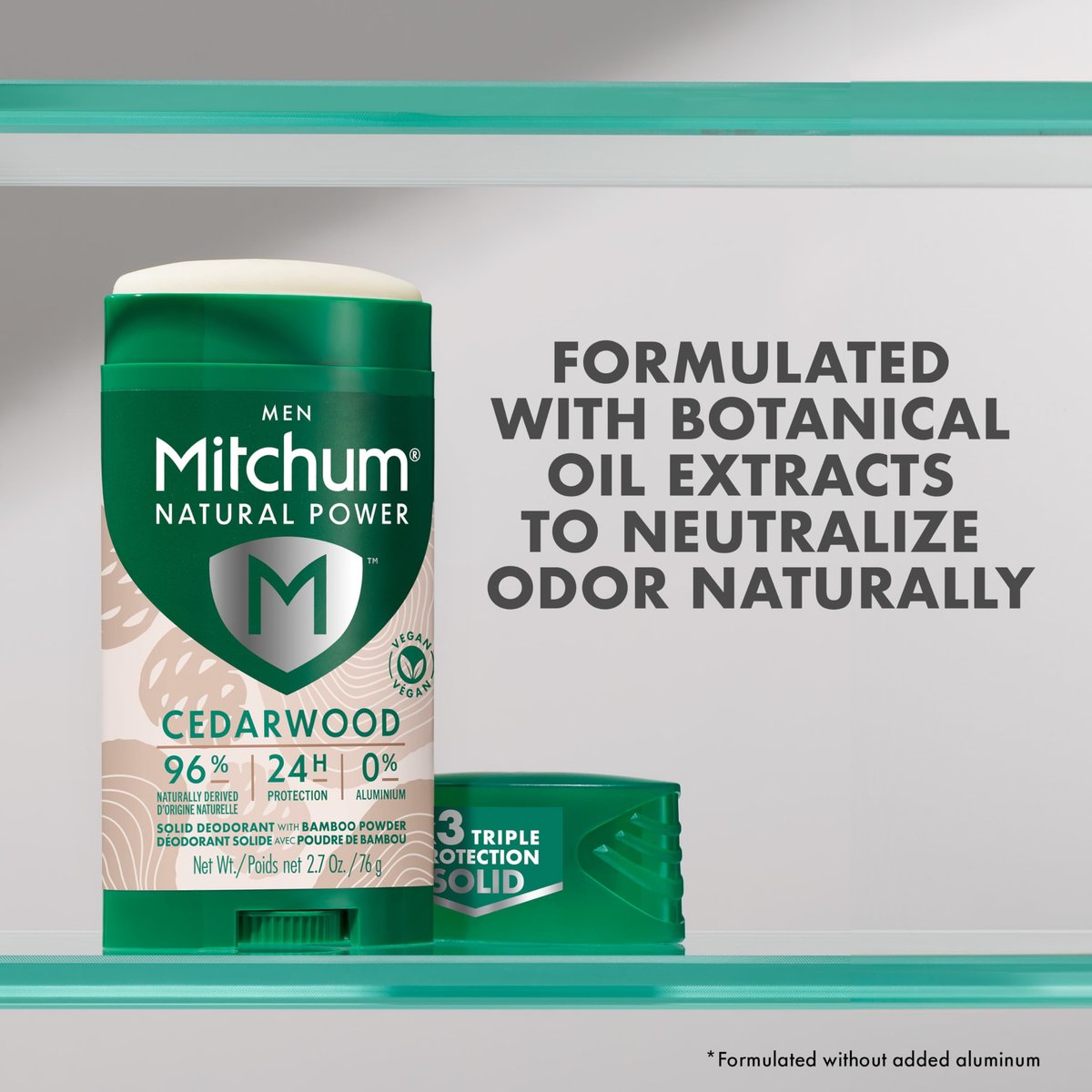 Mitchum Men's Natural Power Deodorant Solid – Cedarwood, 24HR Protection, Vegan, 2.7 oz Avelisse