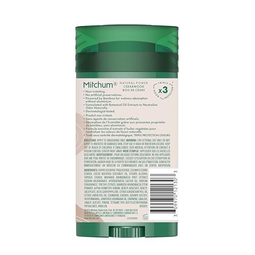 Mitchum Men's Natural Power Deodorant Solid – Cedarwood, 24HR Protection, Vegan, 2.7 oz Avelisse