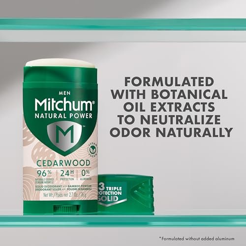 Mitchum Men's Natural Power Deodorant Solid – Cedarwood, 24HR Protection, Vegan, 2.7 oz Avelisse