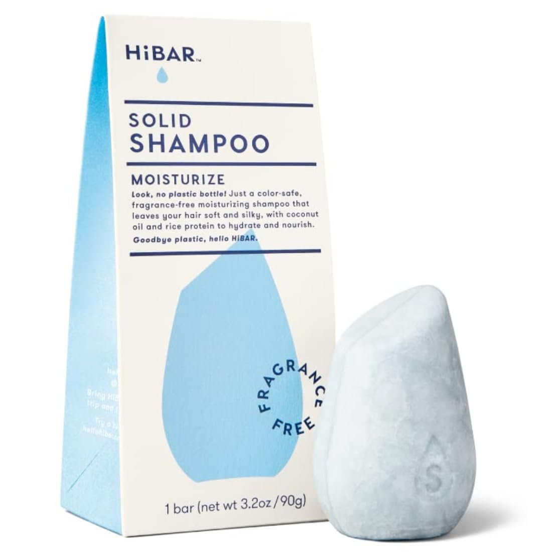 HiBAR Moisturize Fragrance-Free Shampoo Bar – Nourish & Hydrate Dry, Frizzy Hair with Coconut Oil & Vitamin B5 – Plastic-Free, Sulfate-Free, Vegan, Color Safe – 1 Solid Bar - görsel 1