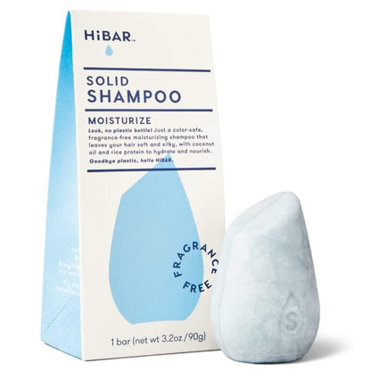 HiBAR Moisturize Fragrance-Free Shampoo Bar – Nourish & Hydrate Dry, Frizzy Hair with Coconut Oil & Vitamin B5 – Plastic-Free, Sulfate-Free, Vegan, Color Safe – 1 Solid Bar