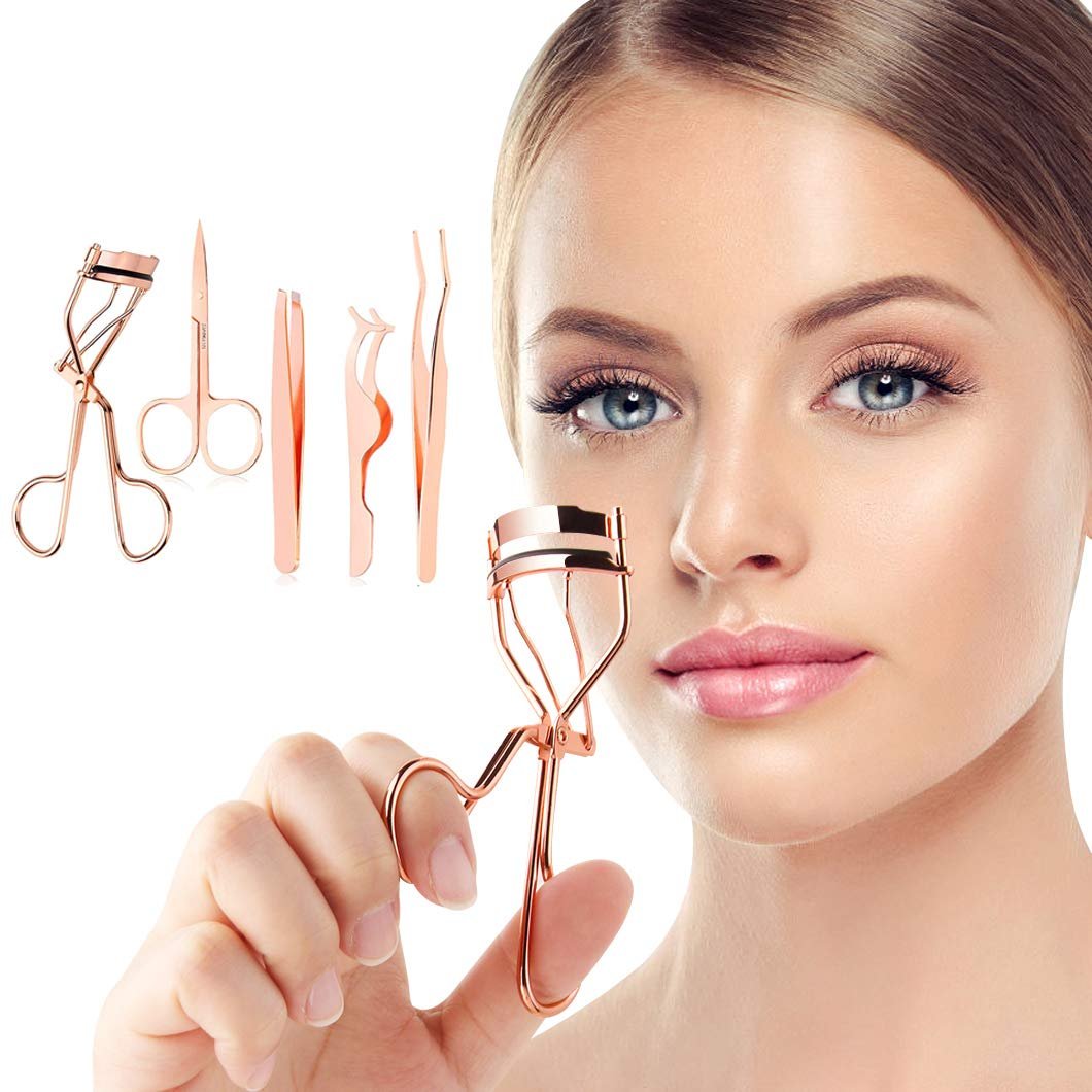 Arroyner 5-Piece Eyelash Applicator Tool Set - Rose Golden False Eyelashes Applicator, Eyebrow Curler & Scissors - görsel 11