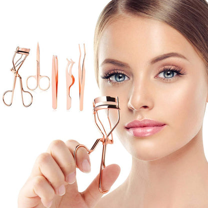 Arroyner 5-Piece Eyelash Applicator Tool Set - Rose Golden False Eyelashes Applicator, Eyebrow Curler & Scissors
