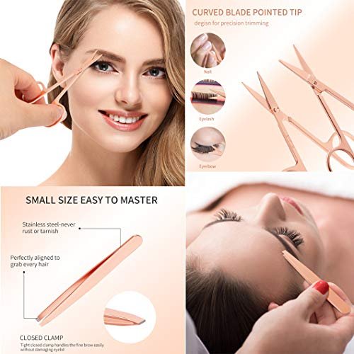Arroyner 5-Piece Eyelash Applicator Tool Set - Rose Golden False Eyelashes Applicator, Eyebrow Curler & Scissors - görsel 6