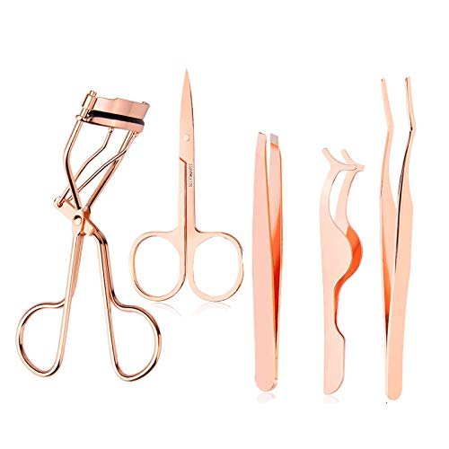 Arroyner 5-Piece Eyelash Applicator Tool Set - Rose Golden False Eyelashes Applicator, Eyebrow Curler & Scissors - görsel 2