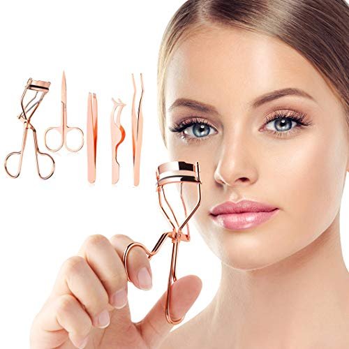Arroyner 5-Piece Eyelash Applicator Tool Set - Rose Golden False Eyelashes Applicator, Eyebrow Curler & Scissors - görsel 12