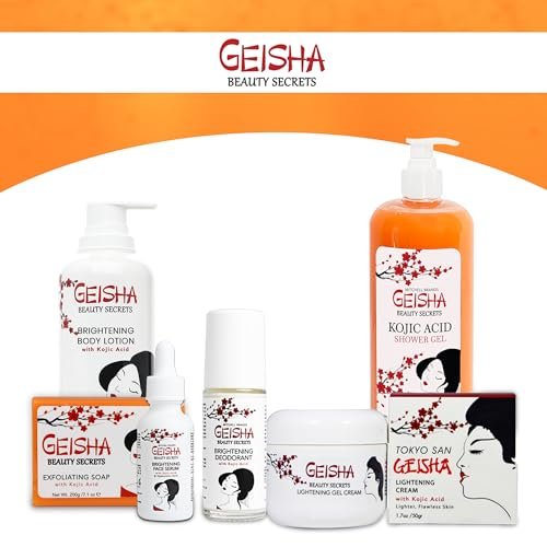 OMIC Geisha Kojic Acid Skin Brightening Body Wash – 33 Fl oz (1000 ml) – Even Out Skin Tone, Radiance Face and Body Shower Gel with Coconut Oil and Shea Butter Avelisse