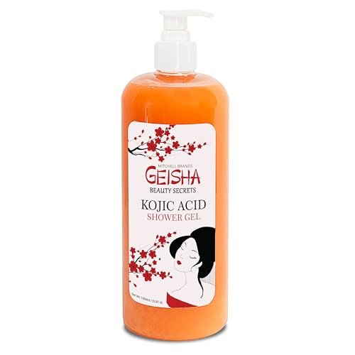 OMIC Geisha Kojic Acid Skin Brightening Body Wash – 33 Fl oz (1000 ml) – Even Out Skin Tone, Radiance Face and Body Shower Gel with Coconut Oil and Shea Butter Avelisse