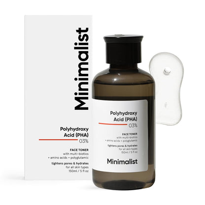 Minimalist 3% PHA Alcohol Free Hydrating Face Toner for Pore Tightening | Mild Exfoliation, pH Balancing & Rebalancing Skin Microbiome | for Women & Men | 5 Fl Oz / 150 ml Avelisse