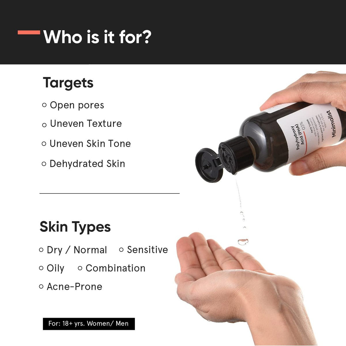 Minimalist 3% PHA Alcohol Free Hydrating Face Toner for Pore Tightening | Mild Exfoliation, pH Balancing & Rebalancing Skin Microbiome | for Women & Men | 5 Fl Oz / 150 ml Avelisse