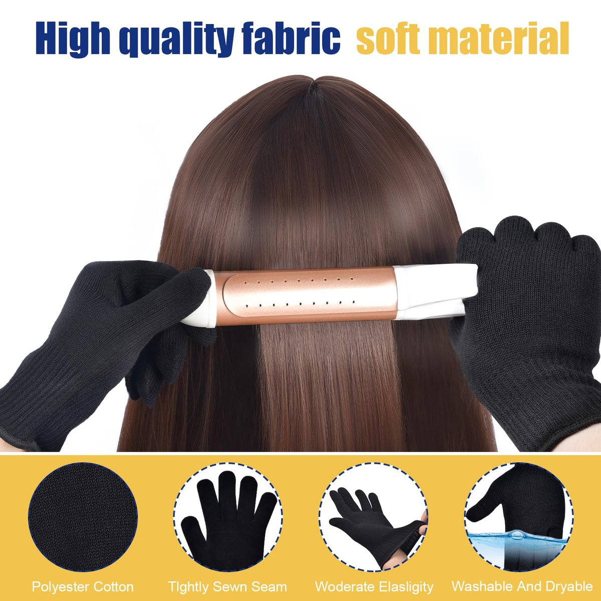 IKOCO Heat Proof Medium Glove Mitts for Hair Styling - 2 Pcs for Flat Iron, Curling Wand, and Hot-Air Brushes - görsel 5